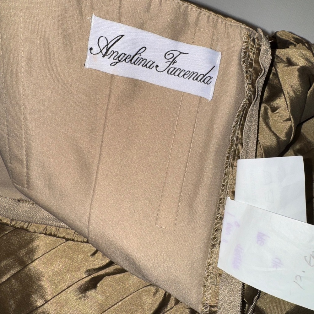 Strapless Gold Ruched Bodycon Dress - Picture 6 of 12